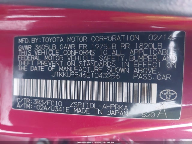 JTKKUPB46E1043256 Scion XD