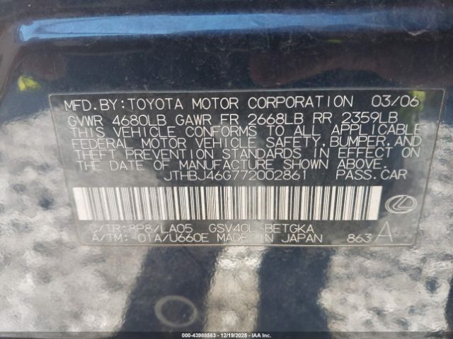 2007 LEXUS ES 350 JTHBJ46G772002861 Photo 8