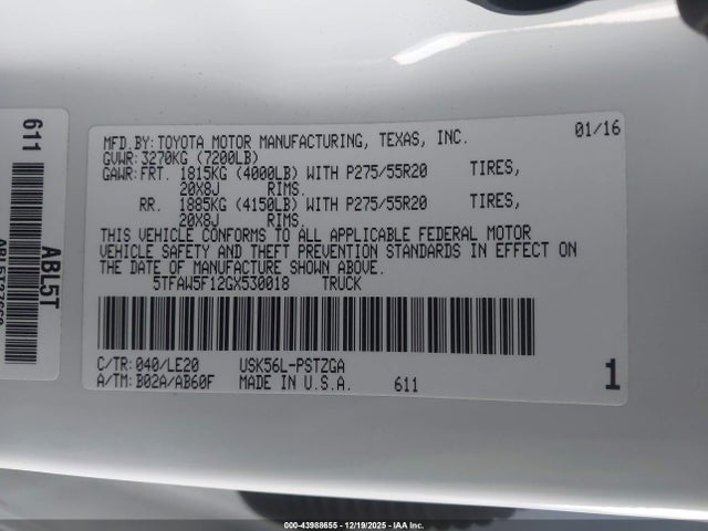 5TFAW5F12GX530018 Toyota Tundra Platinum 5.7l V8