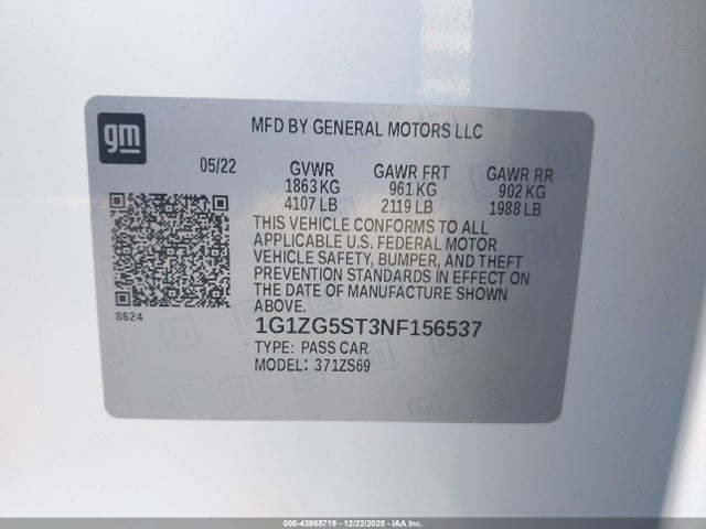 1G1ZG5ST3NF156537 Chevrolet Malibu Fwd Rs