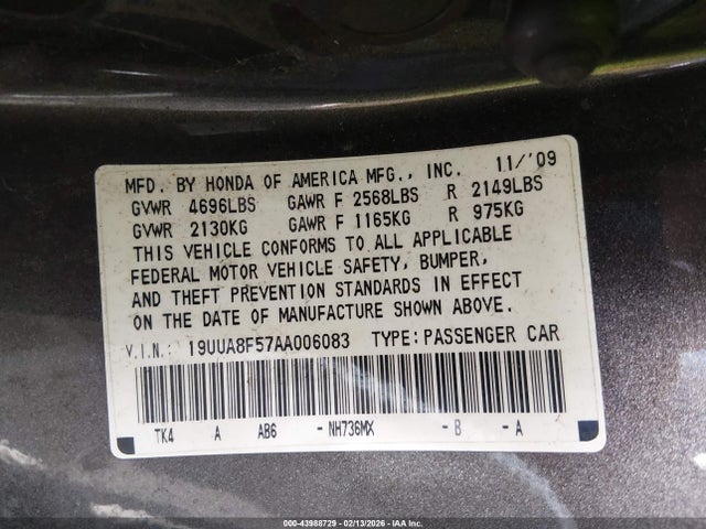 2010 ACURA TL 19UUA8F57AA006083 Photo 8