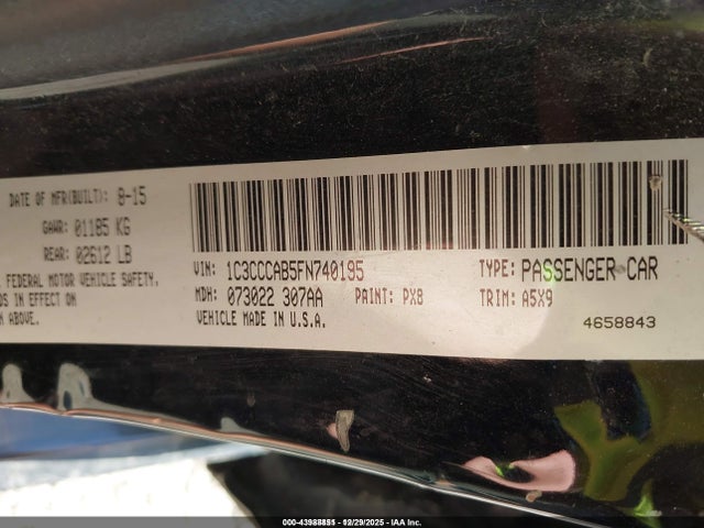 Продаж на аукціоні авто 2015 Chrysler 200 Limited, vin: 1C3CCCAB5FN740195, номер лоту: 43988851