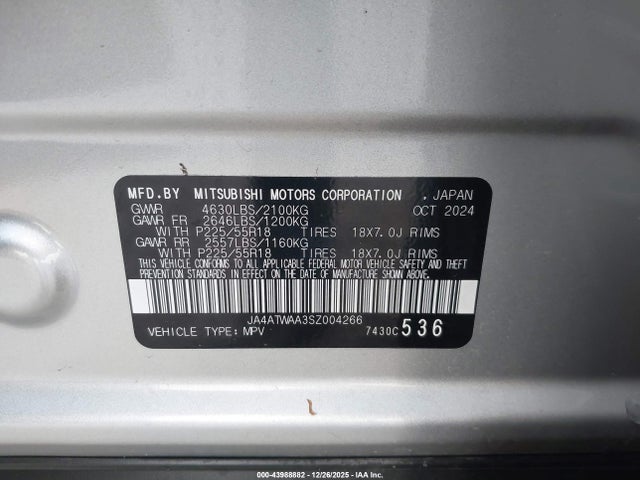 2025 MITSUBISHI ECLIPSE CROSS JA4ATWAA3SZ004266 Photo 8