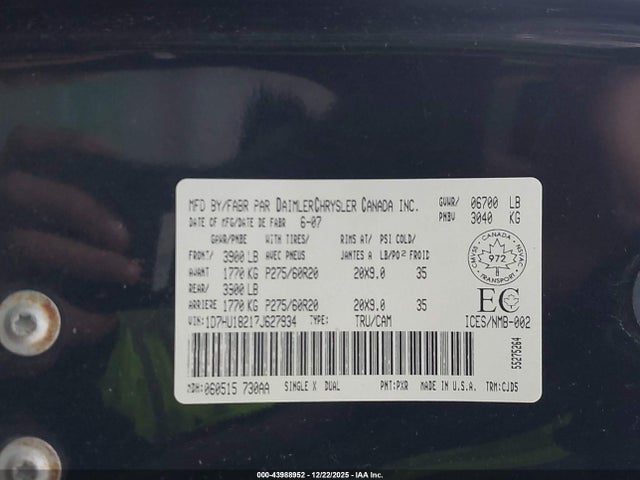 2007 DODGE RAM 1500 1D7HU18217J627934 Photo 8