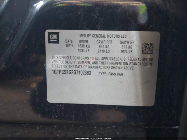 1G1PC5SG2G7192383 Chevrolet Cruze Limited Ls Auto