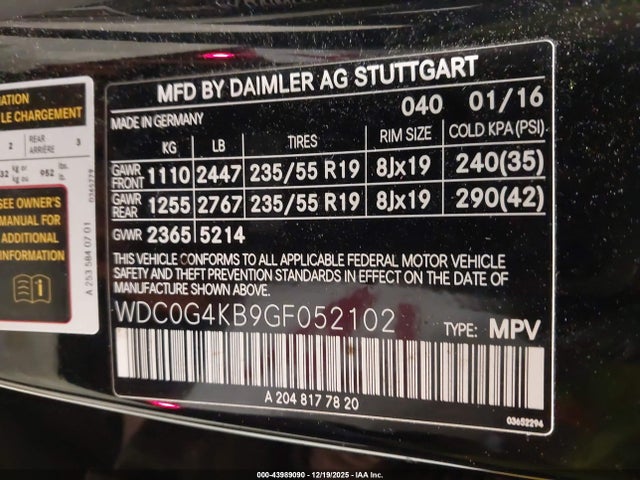 WDC0G4KB9GF052102 Mercedes-Benz Glc 300 4matic
