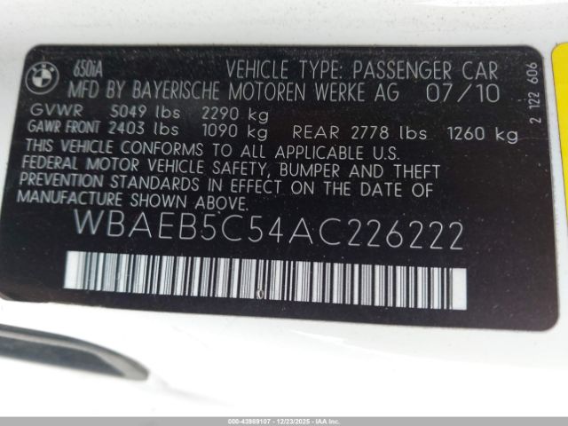 2010 BMW 650I WBAEB5C54AC226222 Photo 8