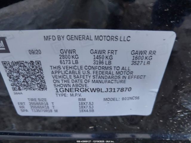 2020 CHEVROLET TRAVERSE 1GNERGKW9LJ317870 Photo 8