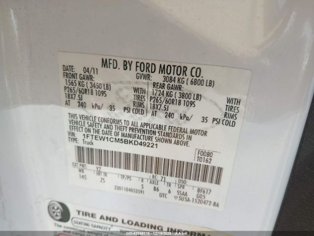 2011 FORD F-150 1FTEW1CM5BKD49221 Photo 8