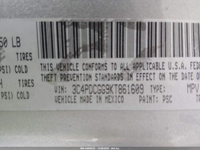 2019 DODGE JOURNEY 3C4PDCGG9KT861609 Photo 8