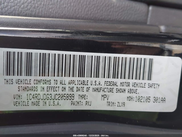 Продаж на аукціоні авто 2018 Dodge Durango Gt Awd, vin: 1C4RDJDG3JC205899, номер лоту: 43989240
