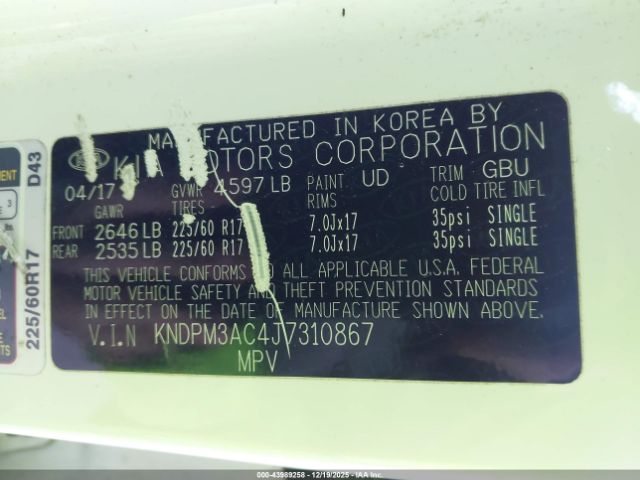 2018 KIA SPORTAGE KNDPM3AC4J7310867 Photo 8