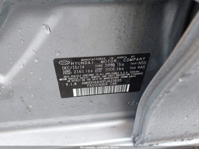 KMHDH4AH0FU423695 Hyundai Elantra Sport