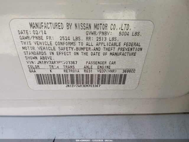 2014 INFINITI Q50 JN1BV7AR3EM703367 Photo 8