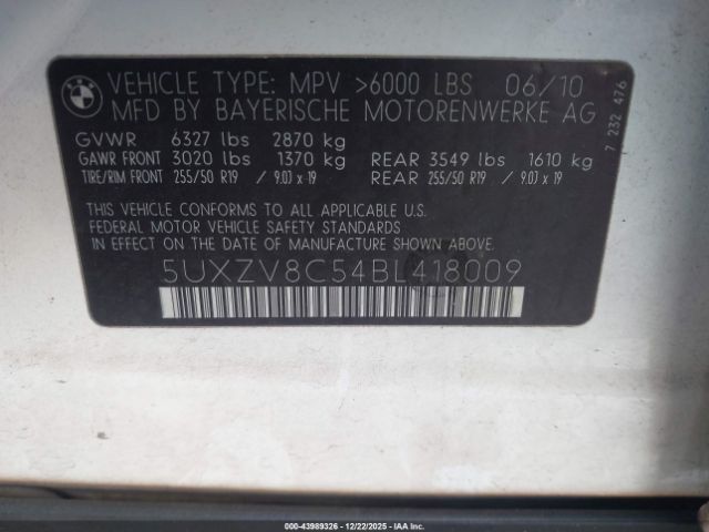 2011 BMW X5 5UXZV8C54BL418009 Photo 8