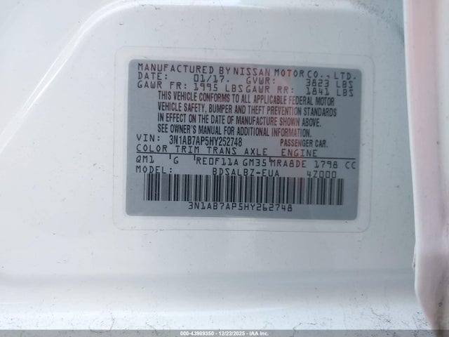Nissan SENTRA S 2017 3N1AB7AP5HY262748 Image 9