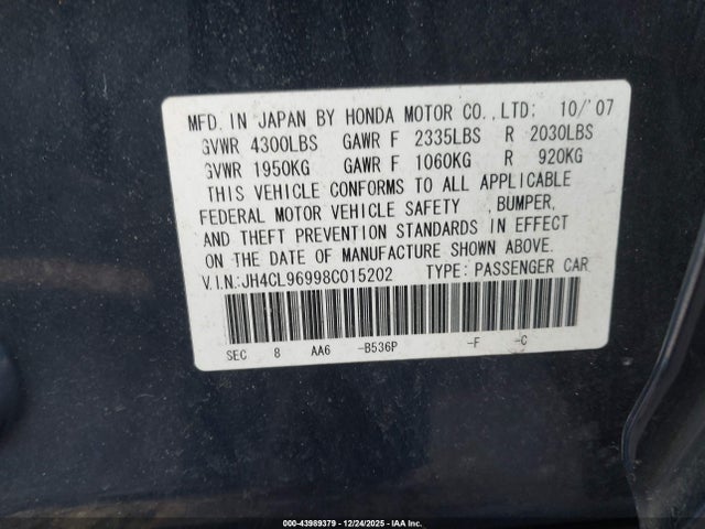 2008 ACURA TSX JH4CL96998C015202 Photo 8