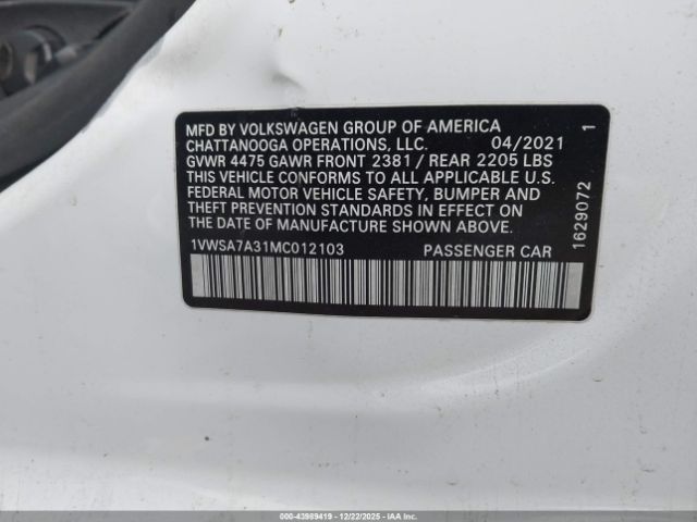 2021 VOLKSWAGEN PASSAT 1VWSA7A31MC012103 Photo 8