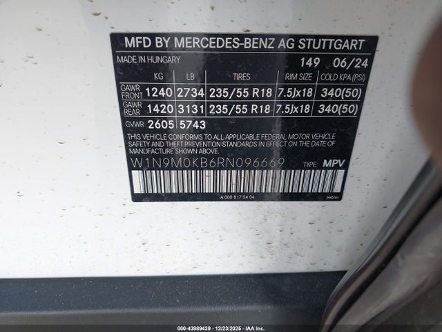 2024 MERCEDES-BENZ EQB 300 SUV W1N9M0KB6RN096669 Photo 8