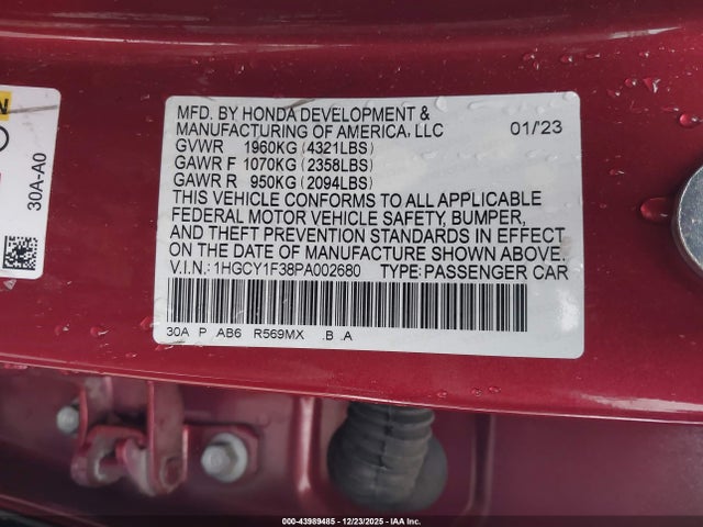 1HGCY1F38PA002680 Honda ACCORD EX