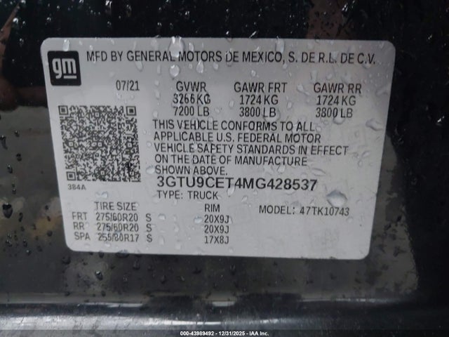 3GTU9CET4MG428537 GMC Sierra 1500 4wd Standard Box Elevation