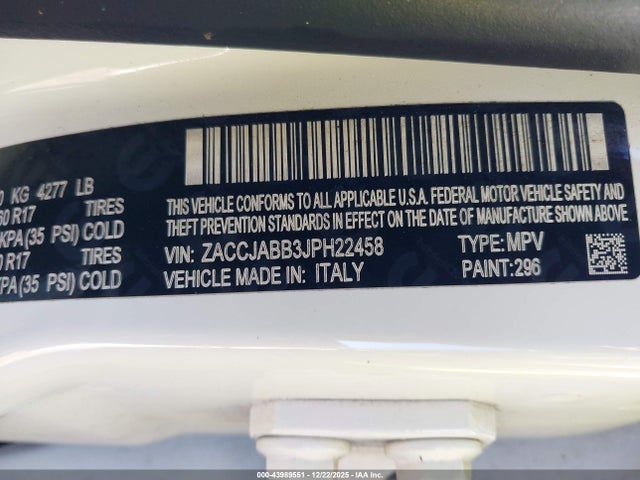 ZACCJABB3JPH22458 Jeep Renegade Latitude Fwd