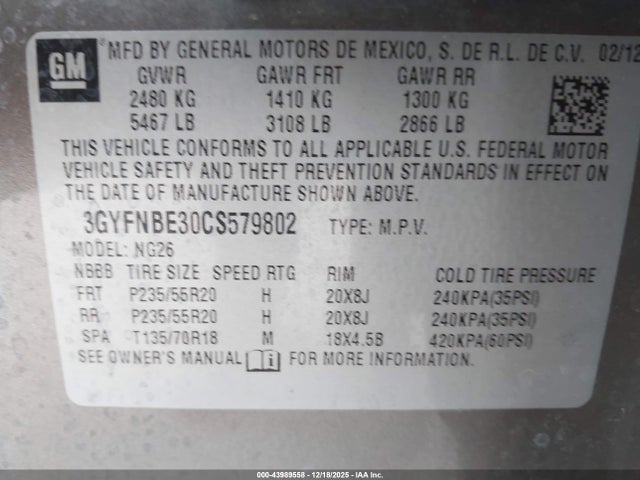 2012 CADILLAC SRX 3GYFNBE30CS579802 Photo 8