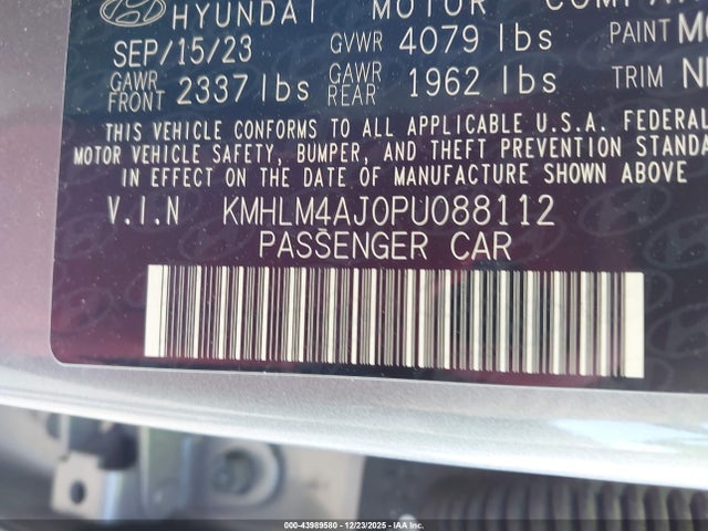 Aukcja sprzedaży 2023 Hyundai Elantra Hybrid Blue, vin: KMHLM4AJ0PU088112, numer aukcji: 43989580