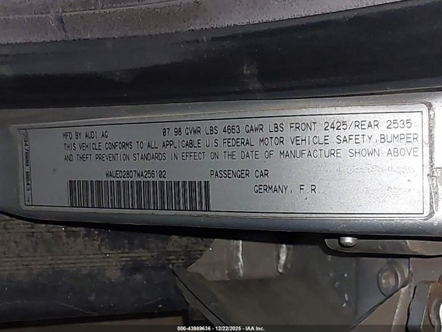 1998 AUDI A4 WAUED28D7WA256102 Photo 8