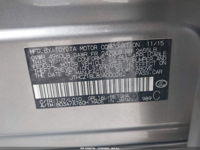 2016 LEXUS GS 350 JTHCZ1BL8GA000282 Photo 8