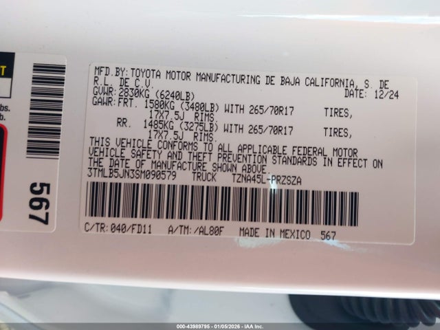 Toyota Tacoma Trd Off Road 2025 3TMLB5JN3SM090579 Image 9