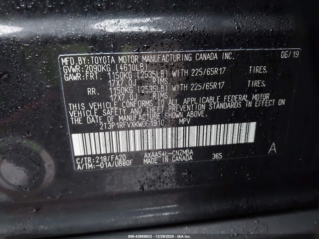 Toyota Rav4 Xle 2019 2T3P1RFVXKW061910 Image 9