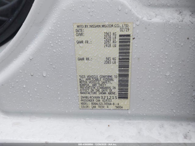 1N4BL4CVXKN321215 Nissan Altima 2.5 Sr