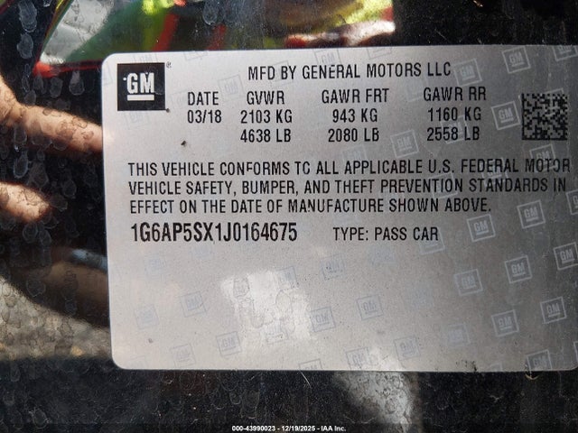 2018 CADILLAC CTS 1G6AP5SX1J0164675 Photo 8