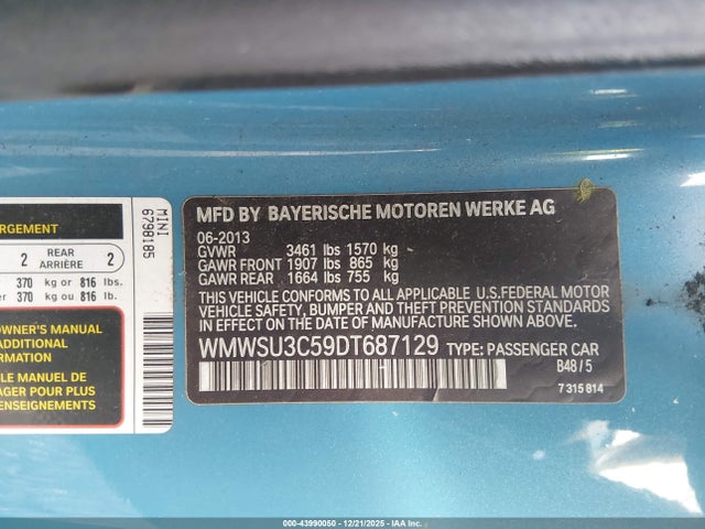 2013 MINI HARDTOP WMWSU3C59DT687129 Photo 8