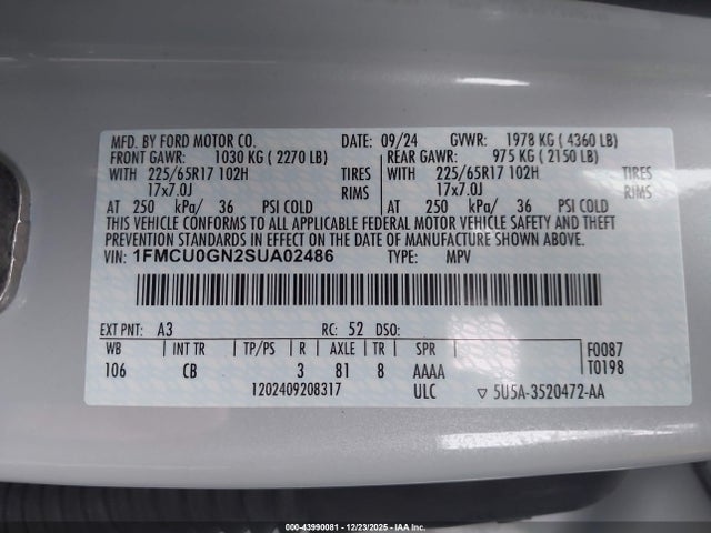 Ford Escape Active 2025 1FMCU0GN2SUA02486 Image 9