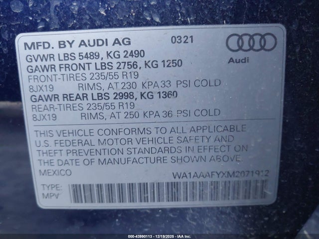 2021 AUDI Q5 WA1AAAFYXM2071912 Photo 8