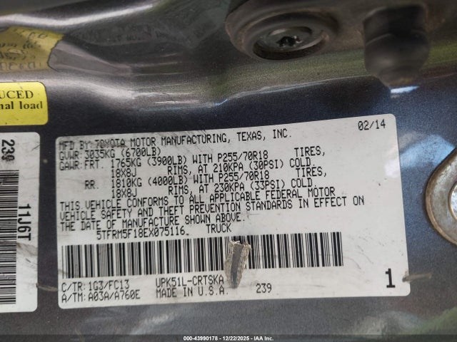 5TFRM5F18EX075116 Toyota Tundra Sr5 4.6l V8