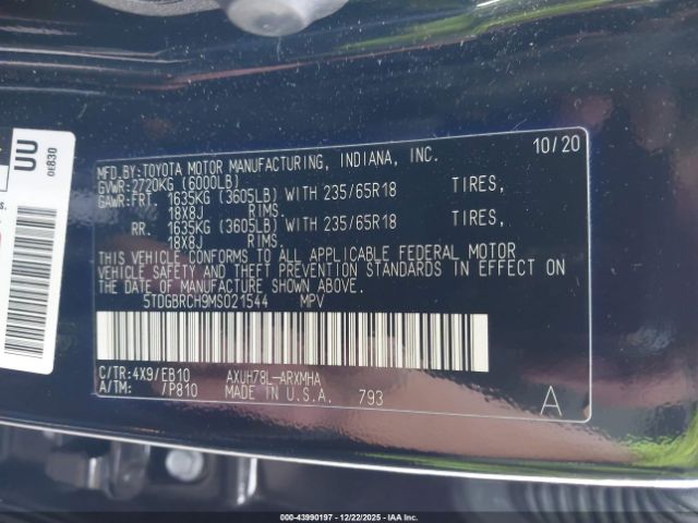 2021 TOYOTA HIGHLANDER 5TDGBRCH9MS021544 Photo 8