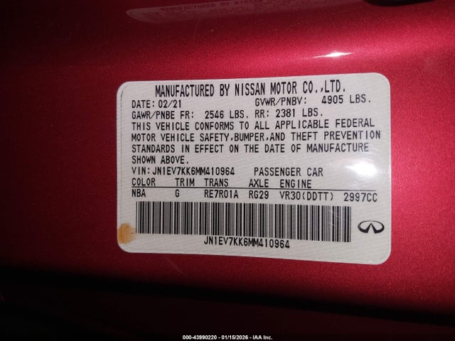 2021 INFINITI Q60 JN1EV7KK6MM410964 Photo 8
