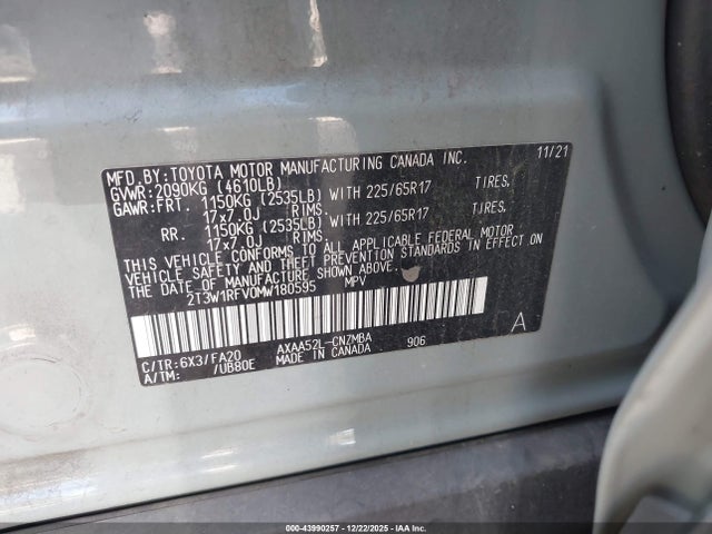 2T3W1RFV0MW180595 Toyota Rav4 Xle