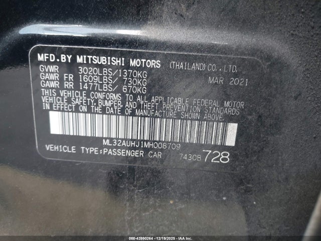 2021 MITSUBISHI MIRAGE ML32AUHJ1MH008709 Photo 8