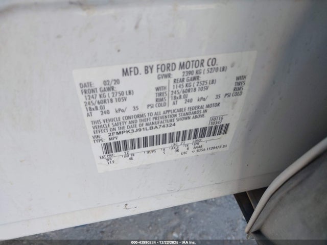 Ford EDGE SEL 2020 2FMPK3J91LBA74324 Image 9