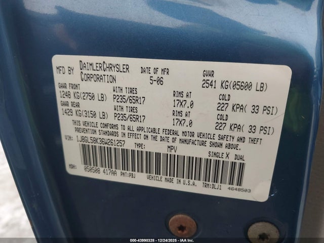 Продаж на аукціоні авто 2006 Jeep Liberty Limited Edition, vin: 1J8GL58K36W261257, номер лоту: 43990328