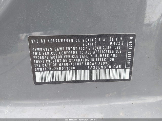 3VW1T7BU2NM013600 Volkswagen Jetta Gli 2.0t Autobahn
