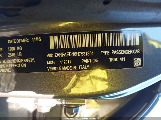 2017 ALFA ROMEO GIULIA ZARFAEDN8H7531854 Photo 8