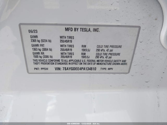 2023 TESLA MODEL Y 7SAYGDEE4PA134810 Photo 8