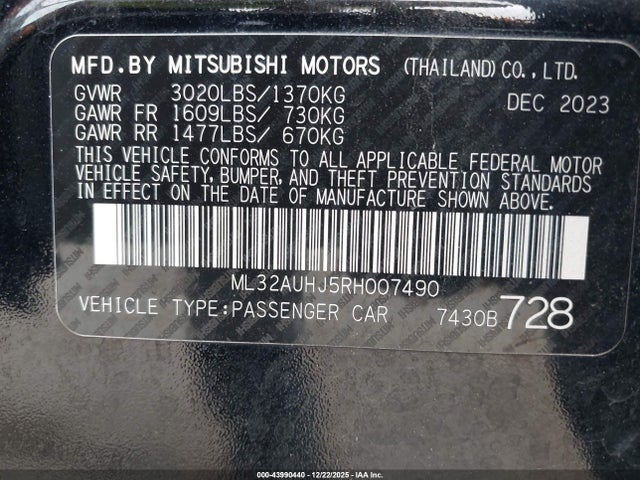 2024 MITSUBISHI MIRAGE ML32AUHJ5RH007490 Photo 8