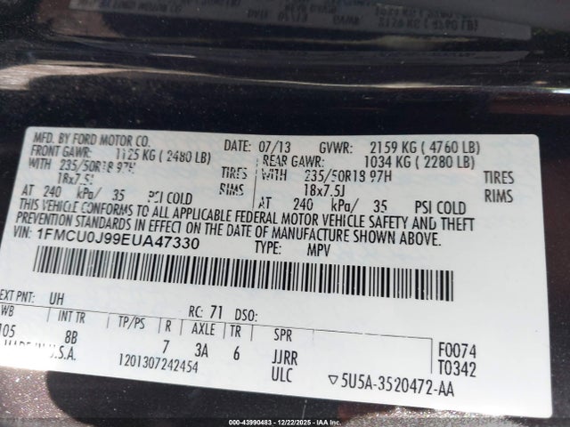 Ford Escape Titanium 2014 1FMCU0J99EUA47330 Image 9