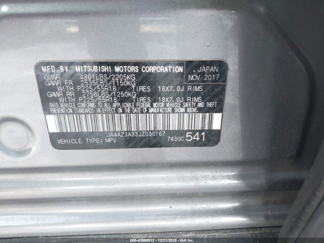 2018 MITSUBISHI OUTLANDER JA4AZ3A33JZ030167 Photo 8